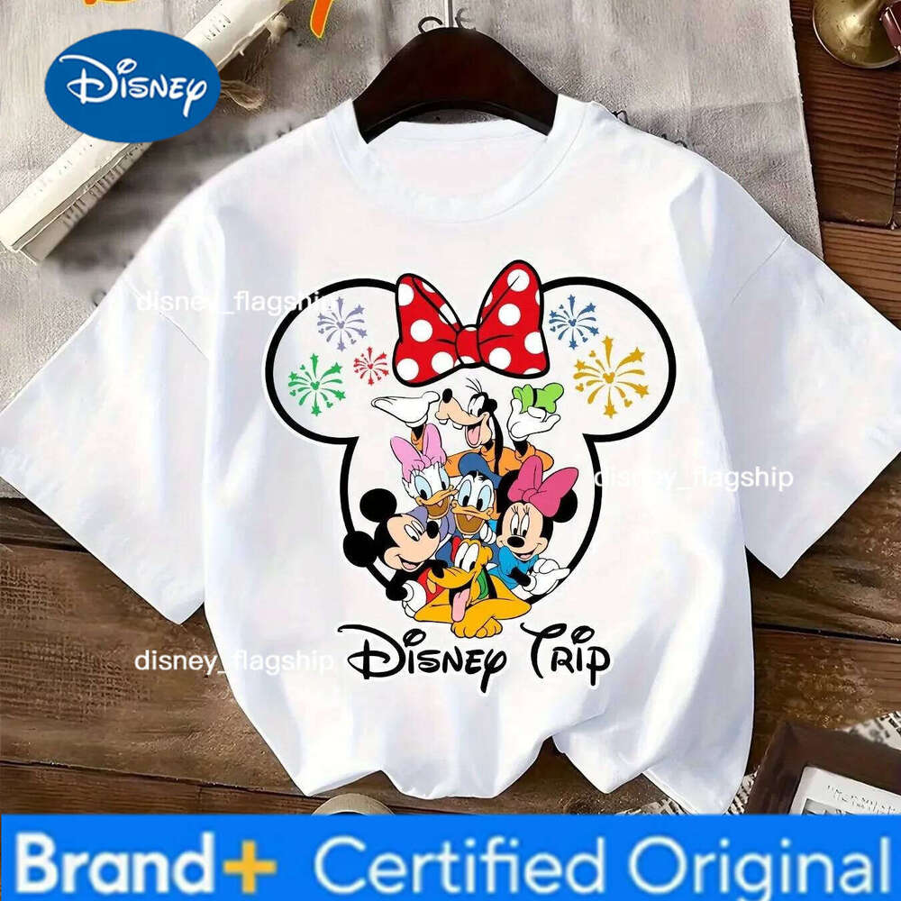 Disney Summer Boys and Girls Clothing Disney Mickey Mouse Fashion Cartoon Pattern T-Shirt - 100% Pure Cotton Short-Sleeved Shirt XJ260304