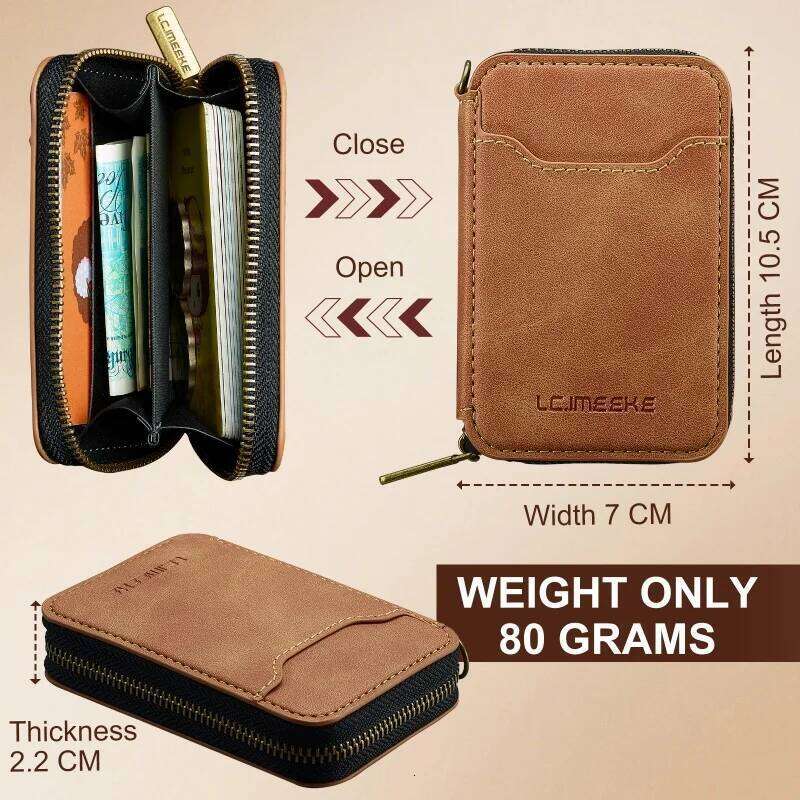 EUCAGR RFID Shielded Magnetic zipper Holder Wallet Premium Synthetic Leather for Phone & Cards, Compact Design, Ideal Gift C260304