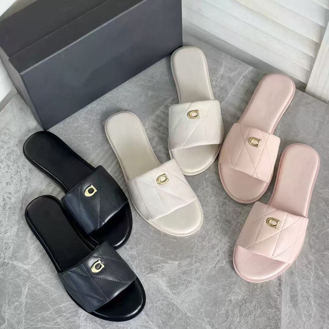 With box Designer Sandals Women slides Leater Women Slippers Famous Designer Female Heels Sandals Fashion Slipper Summer Outdoor Lady flip-flops