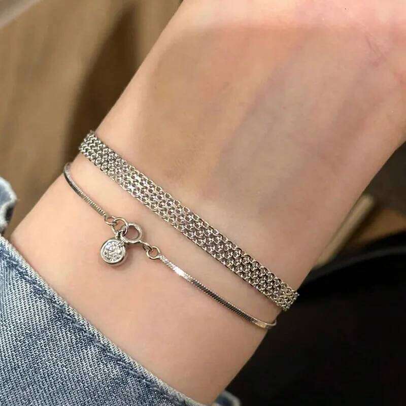 Stainless Steel 18K Gold Plated Exquisite Weaving Mesh Bracelets for Women Chunky Trendy Link Chain Adjustable Bracelet Jewelry XJ260303