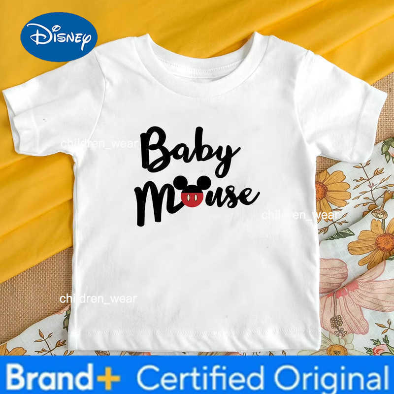 Disney 2025 Summer Autumn Mickey Mouse Round Neck T Shirt Soft Cotton Men Women Kids Tees for Vacation Events Casual Daily Wear H260304