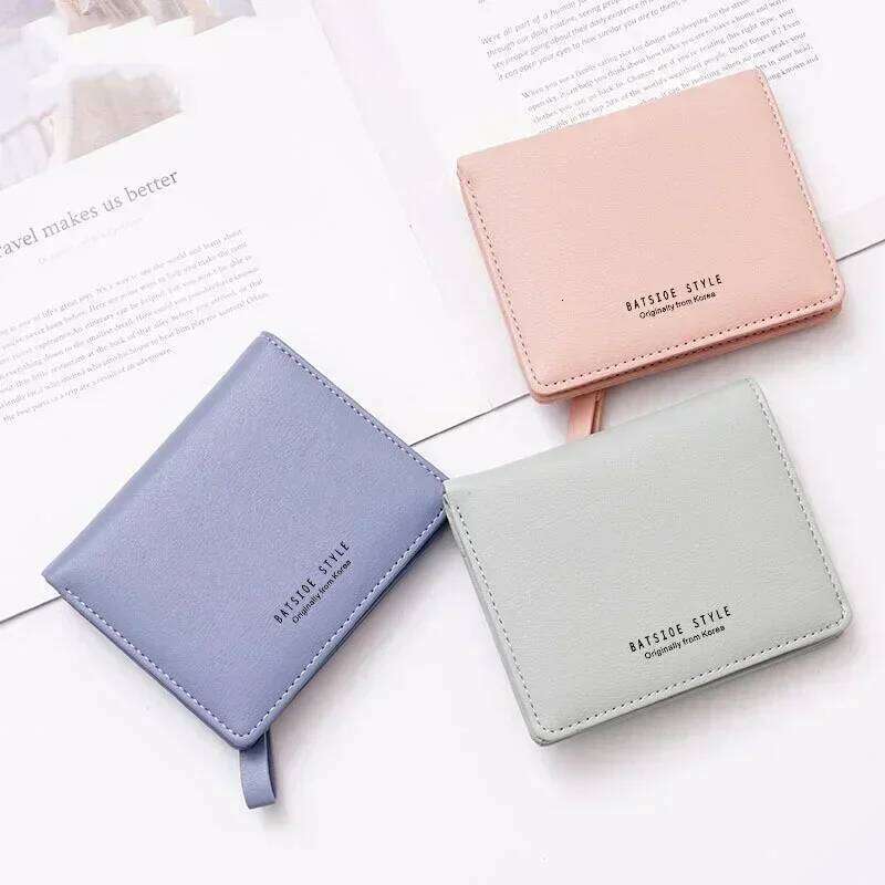Thin Style Women Wallets Zipper Coin Bag in Back Blue Soft Leather Ladies Card Holder Slim Purse Female Wallet Mini Short 2024 C260304