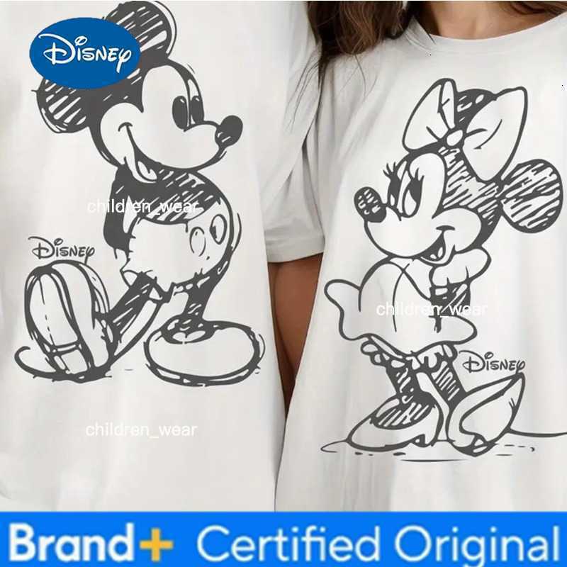 Disney Mickey Mouse Minnie Couple Short Sleeve Summer T-Shirt Family Casual Animation Comfort Short Sleeve Men and Women H260304