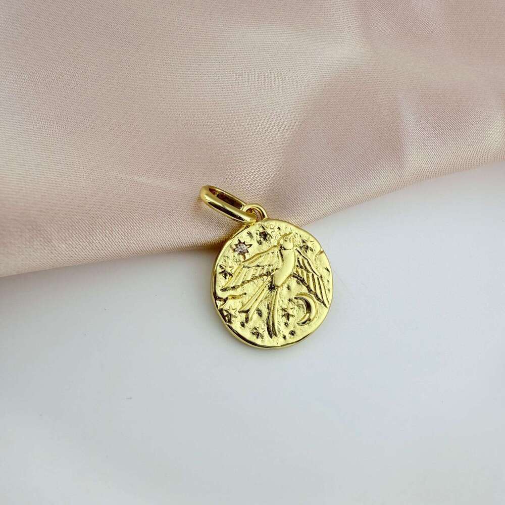 Coin Pendant Charms 925 Silver Vintage Round Seal Metal Golden Skull Compass Medal Beads Bracelets Necklaces Parts Fine Jewelry