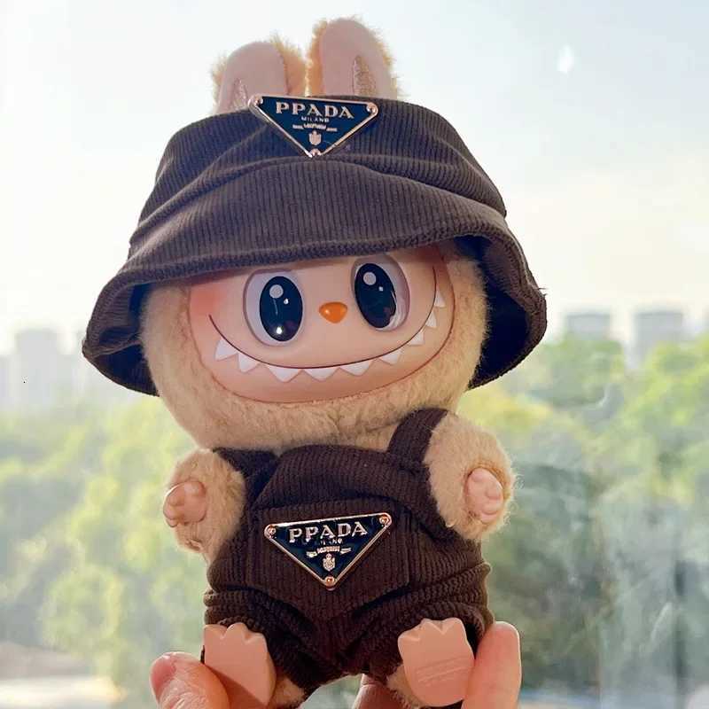 Labubu V1/V2/V3 17cm Doll Clothes - Corduroy Hat & Overalls Set, DIY Accessories, Xmas GiftT260304