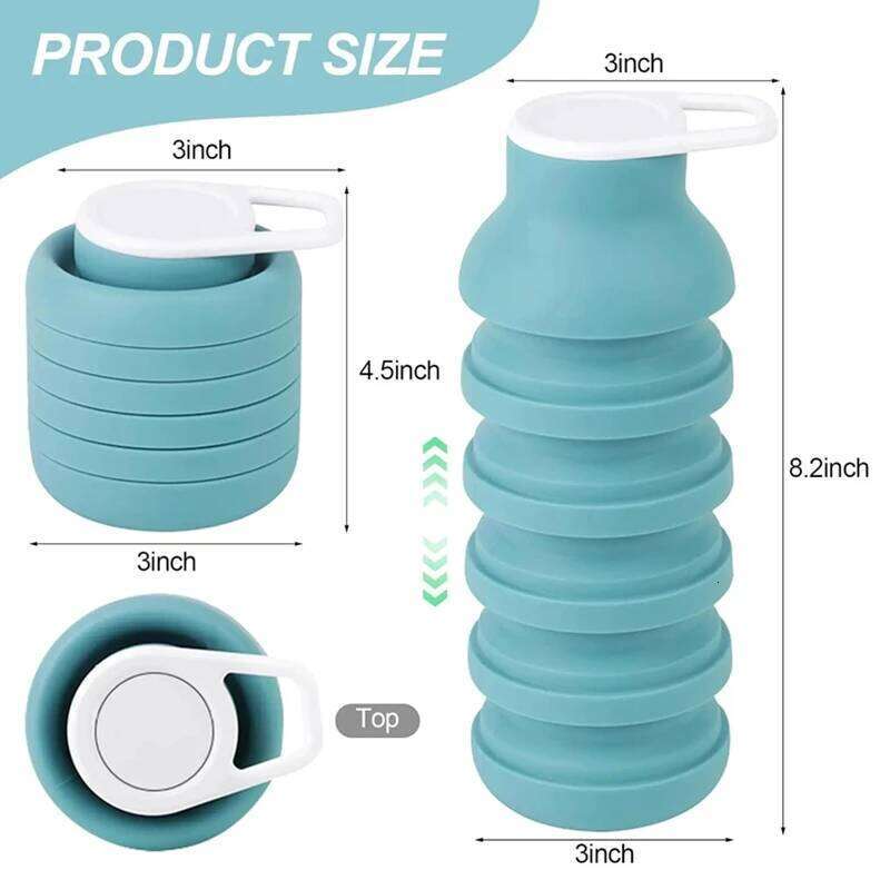 Creative Folding Outdoor Travel Silicone Sports Kettle Portable Hiking Cup with Carabiner Clip Cycling Water Bottle S260303