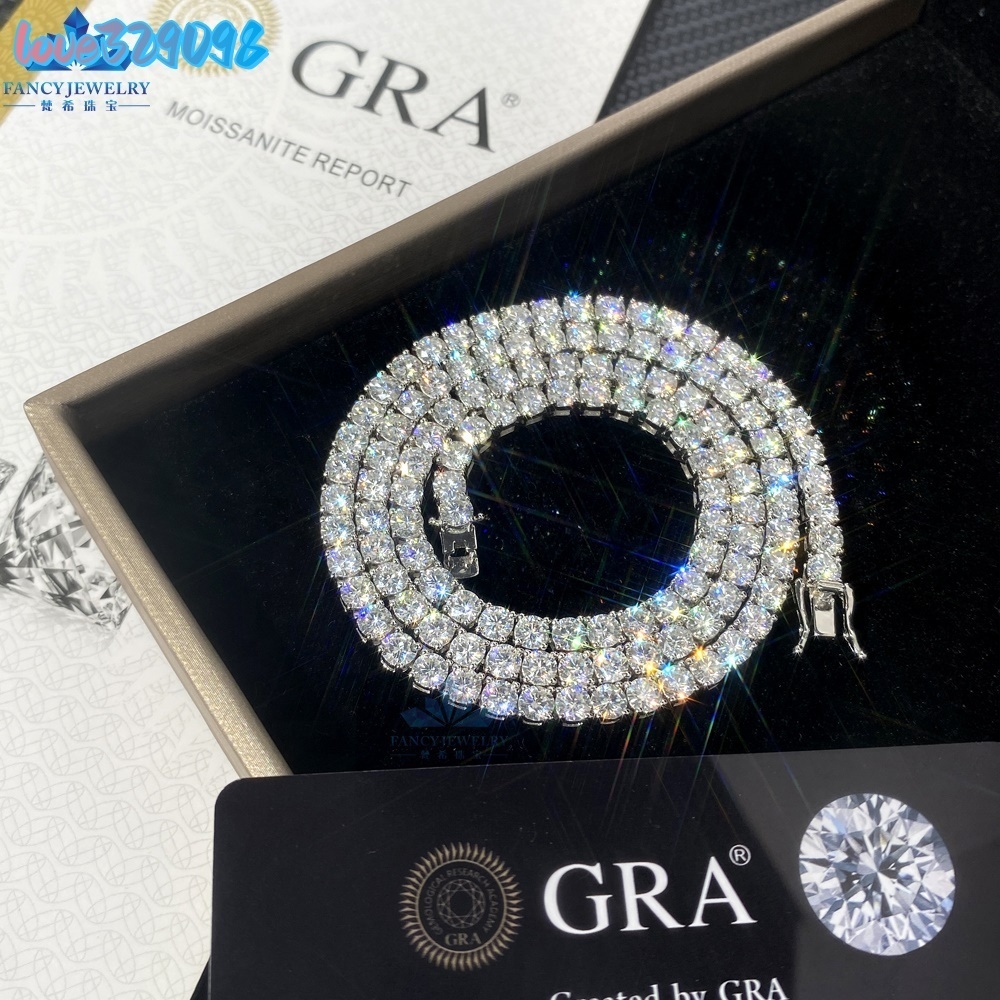 RTS Pass Diamond Tester Hip Hop Jewelry 2mm-5mm 925 Silver Iced D VVS Moissanite GRA Certified Necklaces