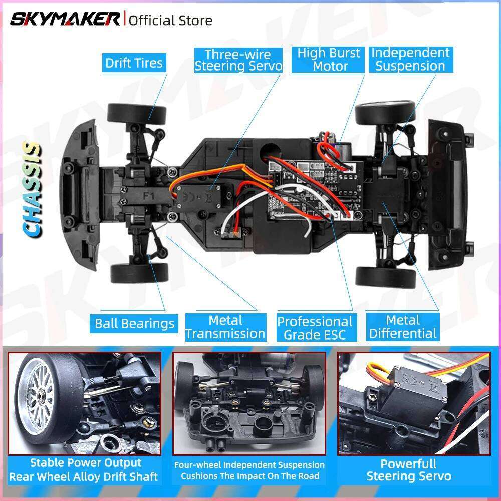 Skymaker LDRC 1/18 RC Drift LD1899 GTR Mode R34 2.4GHz RWD with Gyroscope on-Road Alloy Body Shell Racing Car for Boys Gifts Z260303