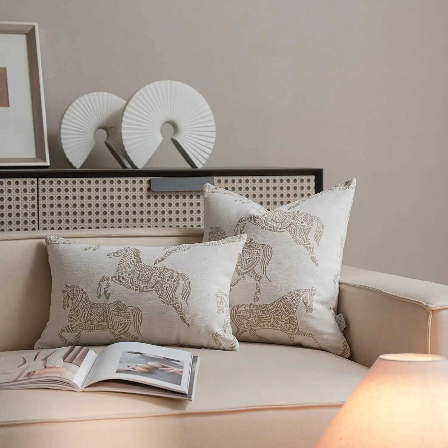 Luxury Geometric Jacquard Cushion Cover, Modern Minimalist Home DecorT260304