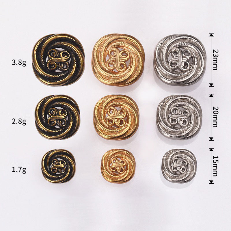 Stylish Threaded Button Set Durable Spiral-Metal Closure