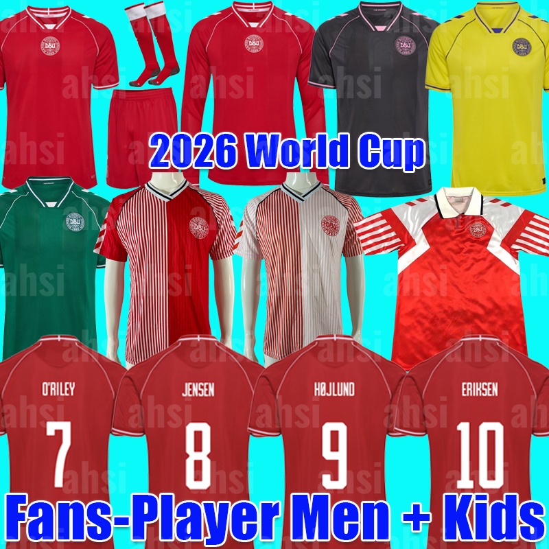 Denmark jersey 2026 World Cup Home soccer jersey Retro 1986 1992 football shirt kit men kids set 26 27 fans player Long sleeves 86 82