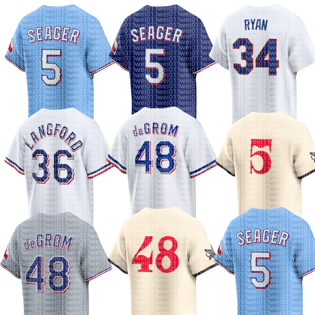 Ranger Baseball Jersey Nolan Ryan Corey Seager Jacob deGrom Josh Jung Evan Carter Nathan Eovaldi Wyatt Langford Brandon Nimmo Josh Smith Jake Burger Danny Jansen Men