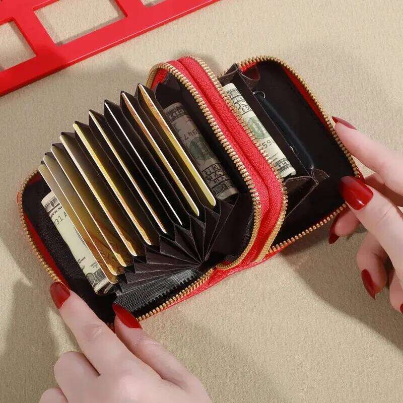 Women's Short Wallet with Transparent Closure. Litchi Pattern. Monaiea Multi Card Slot Wallet, Large Capacity, Fashionable C260304