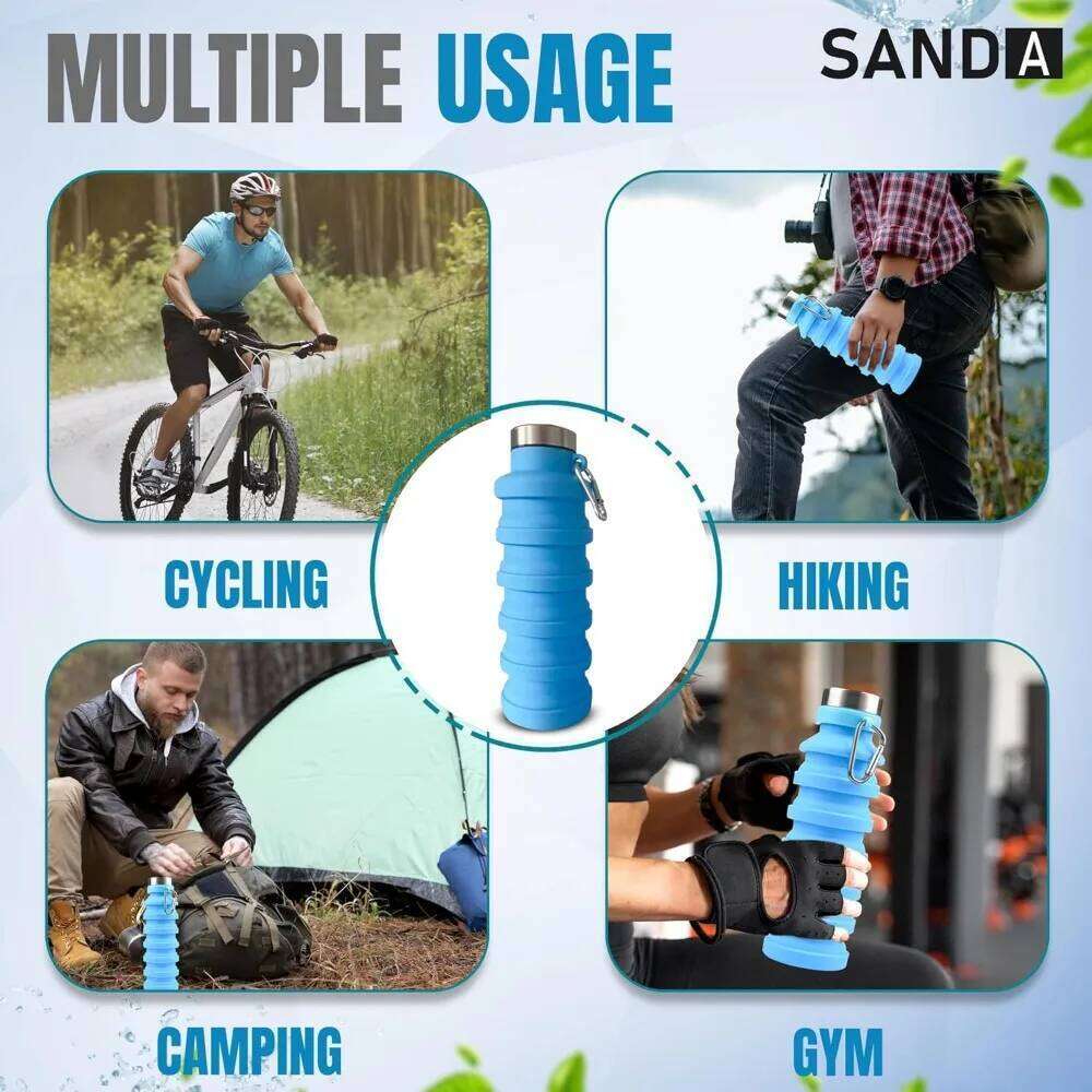 1pc Collapsible Water Bottle, Portable Hiking Cup for Outdoor Mountaineering Tours Silicone Foldable BottlesReusable BPA Free S260303