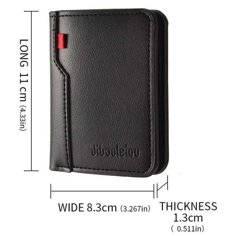 2025 New Men's Retro Style Slim Mini Vertical PU Leather Wallet for Men Ultra Thin Compact Card Holder Cash Pocket Portable C260304