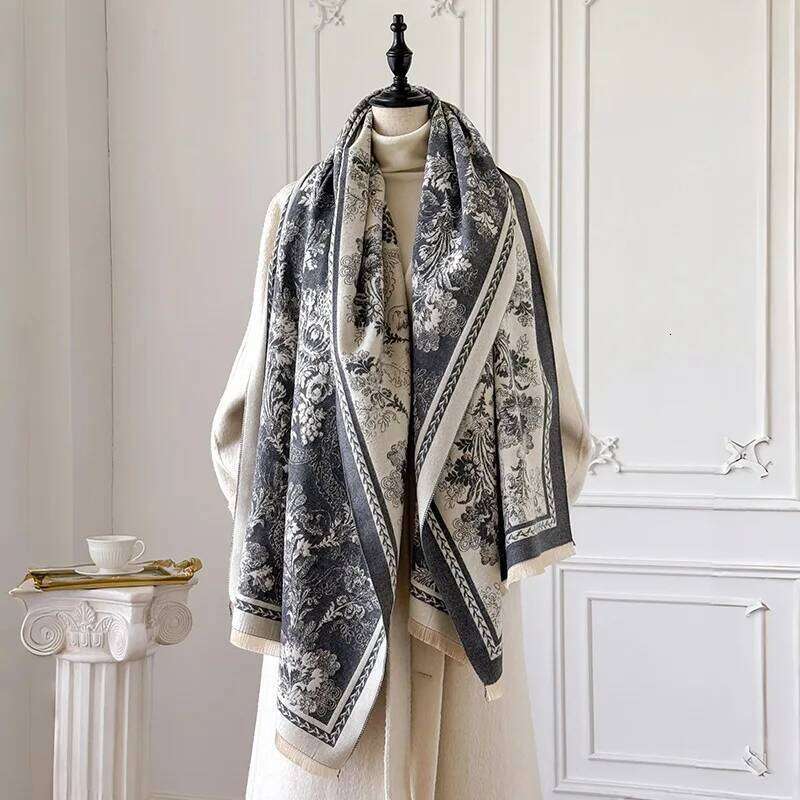 2026 Floral Jacquard Scarf, European Imitation Cashmere Thickened Shawl, Fashion Age-Reducing Winter Wrap XJ260304