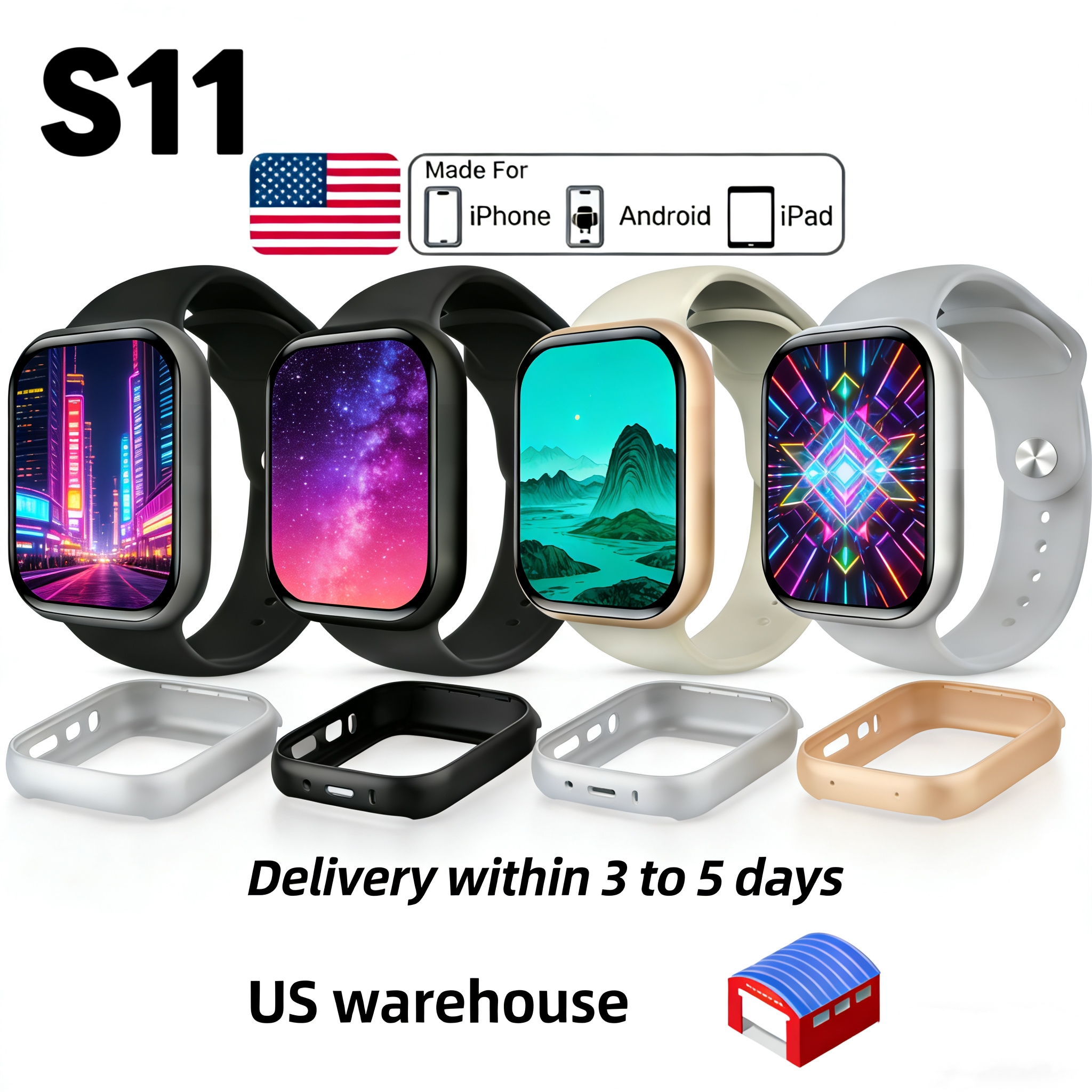 The latest S11 smartwatch is 45mm thick, while the ULTRA 3 smartwatch is 49mm thick. Both run on Android, are unisex, and support Bluetooth calling.