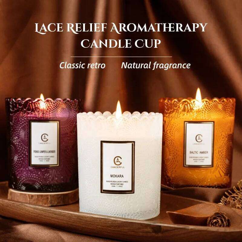 CupHome Use For Bedroom Aromatherapy To Aid Sleep Lace Glass Cup Soy Wax Gift Romatherapy Candle Long-lasting W260304