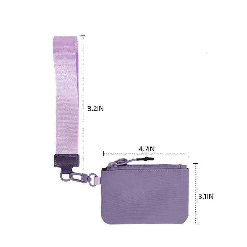 Customizable Name Double Pouch Wristlet Keychain Wallet Small Zipper Coin Purse Portable Detachable Key Card Holder Change C260304
