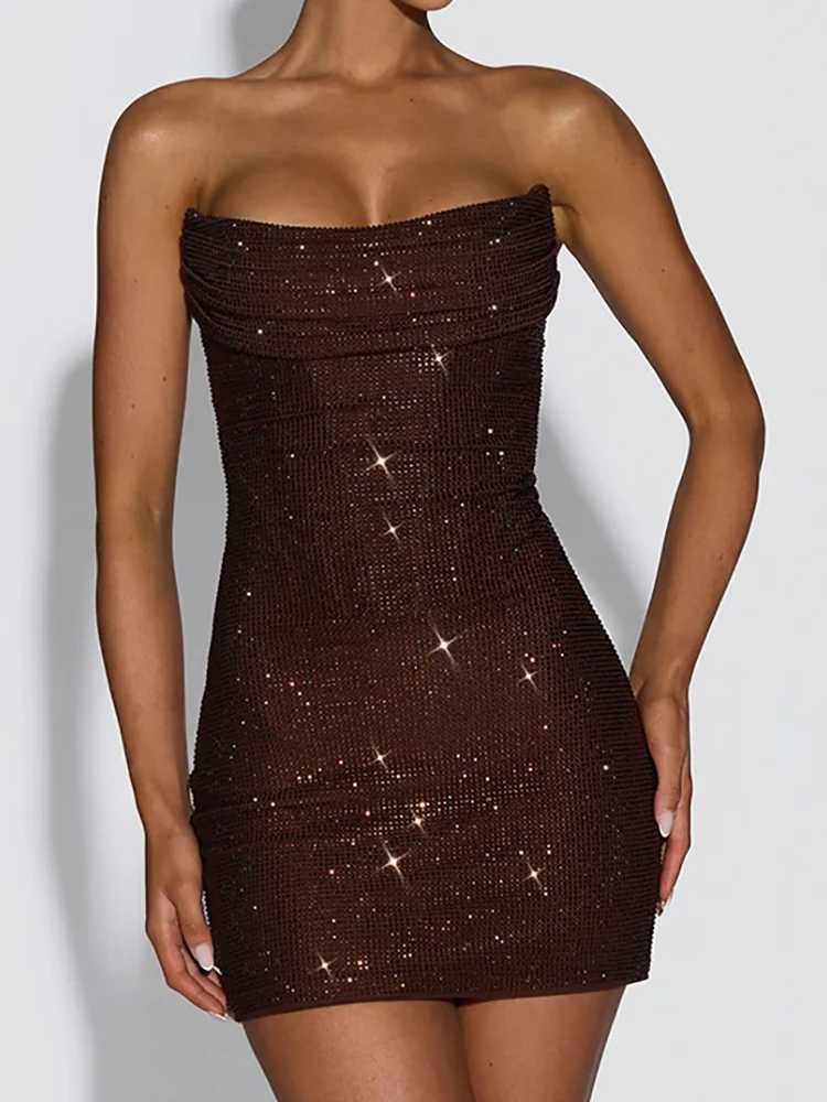 Sleeveless Bandage Patchwork Mini Dress Women Summer Holiday Strapless Chic Party Dress 2026 Backless Ladies Dress Streetwear M260304