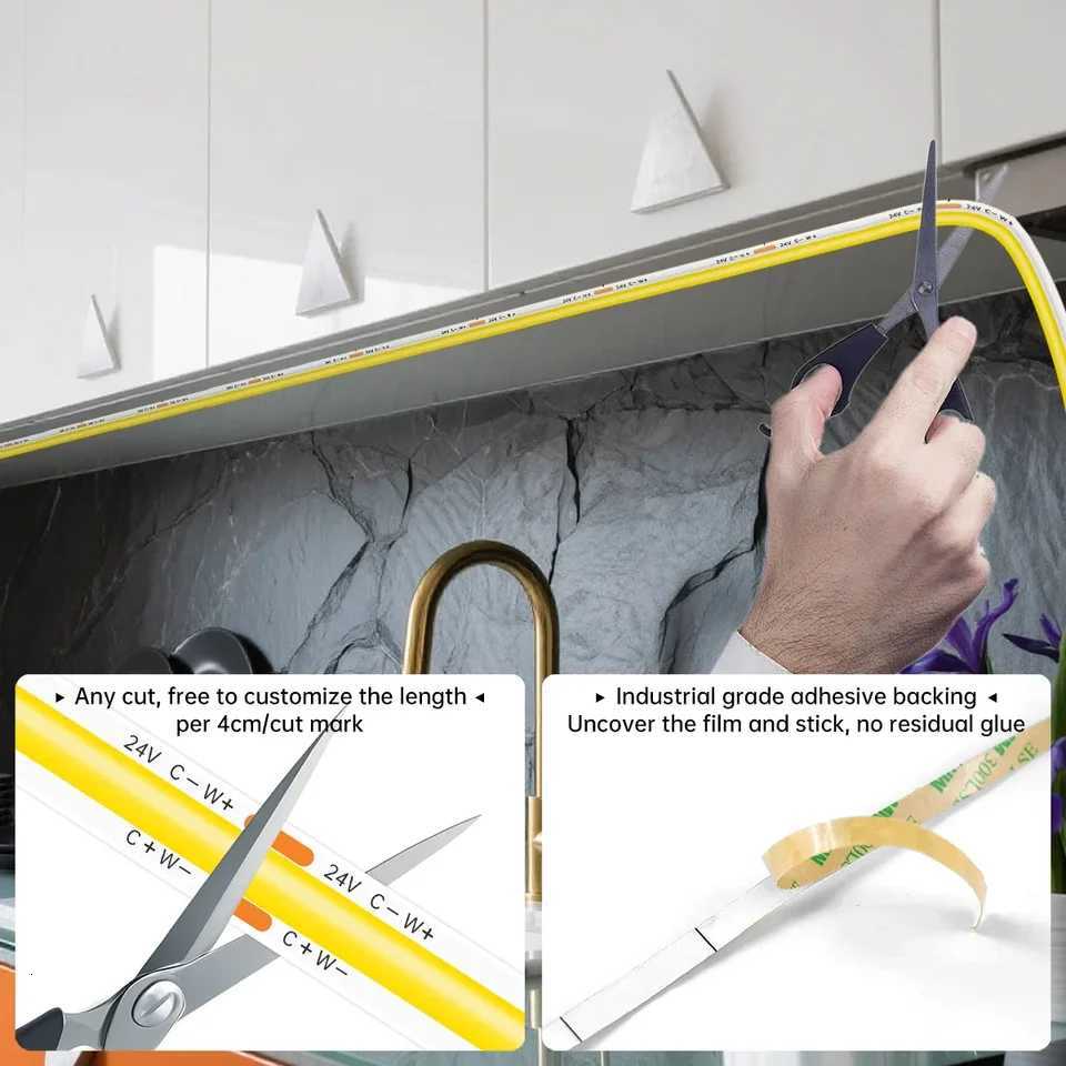 10M 5M CCT 2700K-6500K Dimmable COB LED Strip Light Cold-Natural-Warm White Changeable 576LEDs/M High Bright With Remote Control H260304