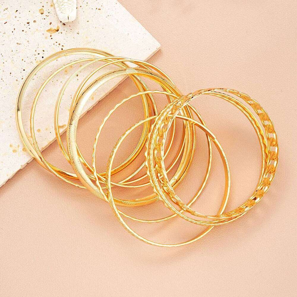 10 Pcs Punk Trendy Multilayer Bracelets Set for Women Elegant Delicate Twist Sparkling Adjustable Bangles Jewelry Couples Gifts XJ260303