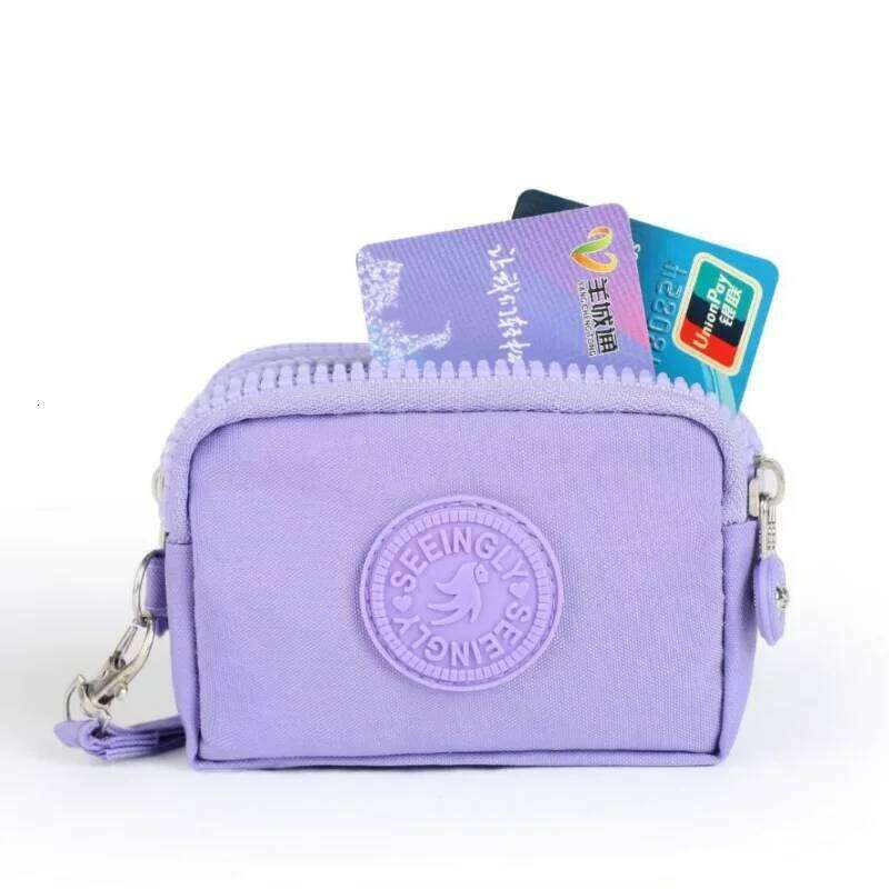 Mini Nylon Coin Purse Key Women Wallets Zipper Waterproof Portable Three Layer Card Holder Female Girl Handbag Headphone Bag C260304