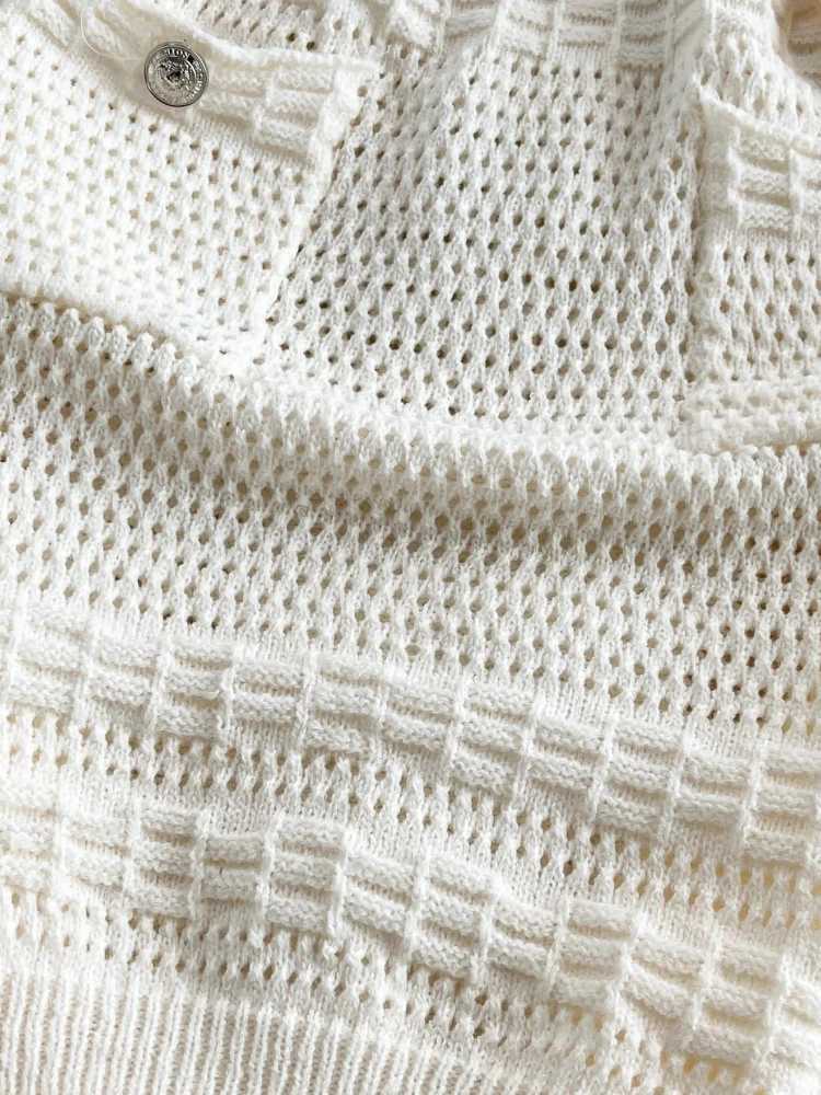 Hollow Out Knit Mini Dress Womens Sleeveless V-Neck Bodycon Short Dress Button Decor Summer Beach Vacation Sexy Dress M260304