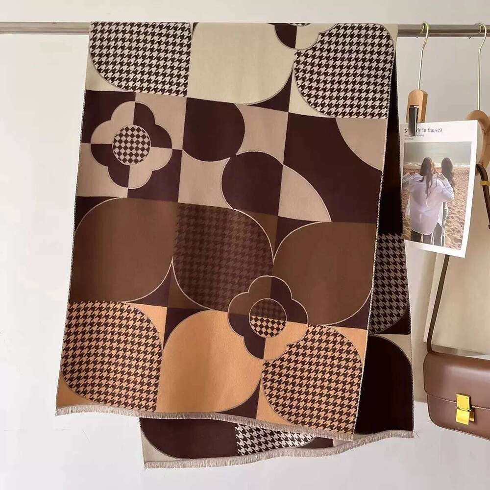 2024 Fashion Lattice Print Cashmere Shawl Wrap Women Winter Autumn Warm Large Pashmina Bufanda Scarf Thickened Female Hijab Lady XJ260304