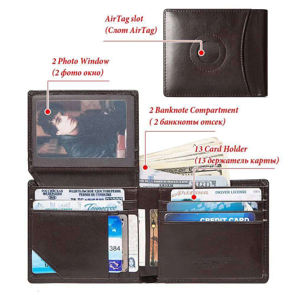 HUMERPAUL Wallet for Men with AirTag RFID Blocking Bifold Card With ID Window & Secret Air Tag Holder Pocket C260304