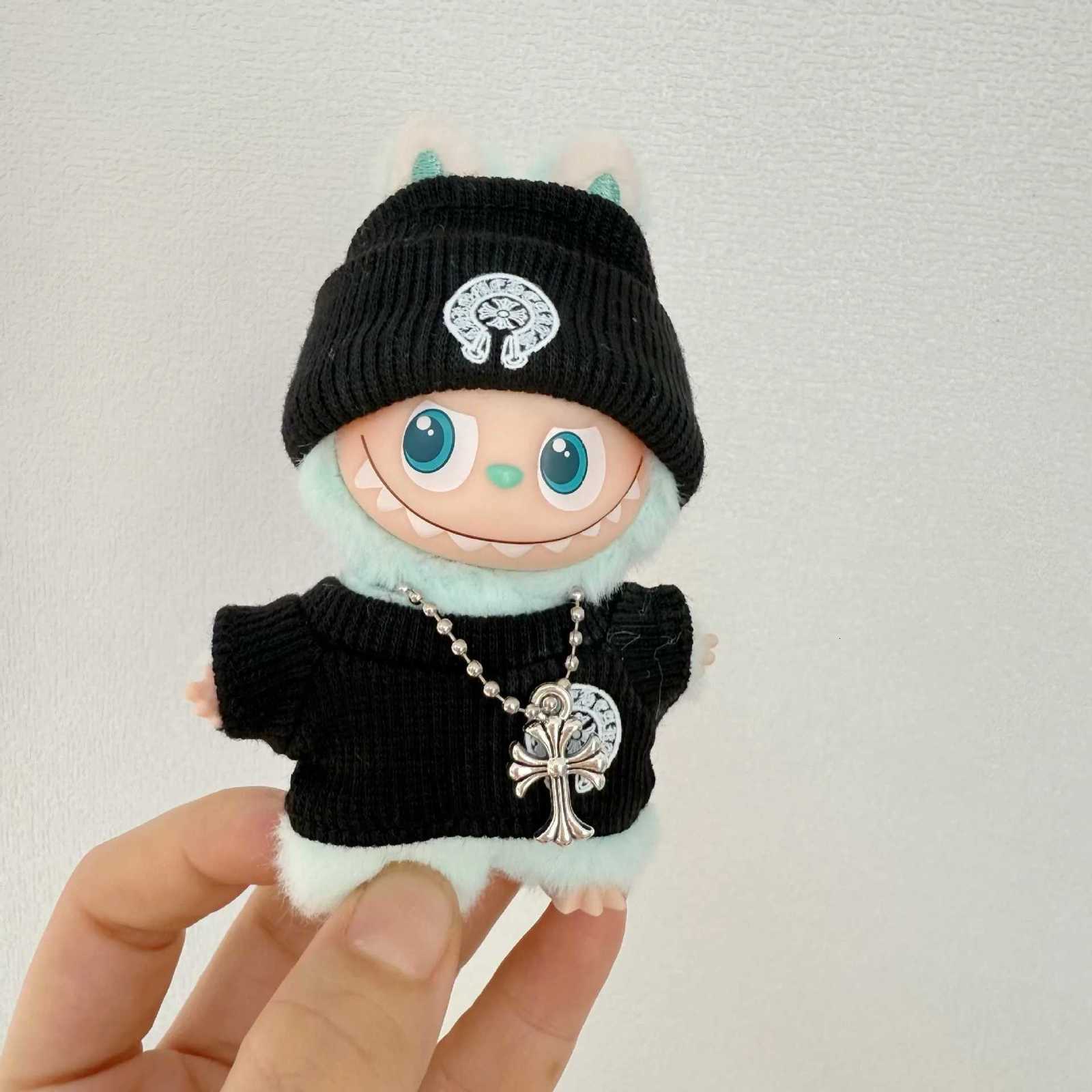 Fashion Cross Knit Set with Beanie & Sweater for 10cm Labubu Series 40 Dolls DIY Decorative AccessoriesT260304
