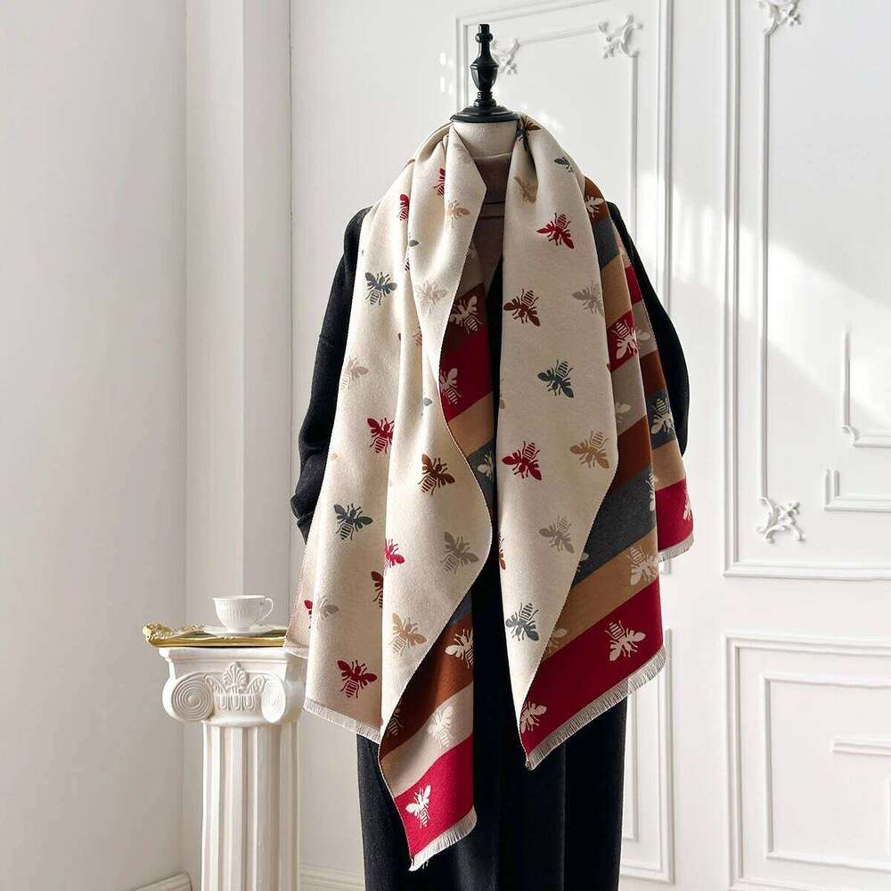 Women's Luxury Cashmere Pashmina Scarf Extra Warm Thick Shawl Rich Winter Print Foulard Blanket Wrap for Fashionable Warmth XJ260304