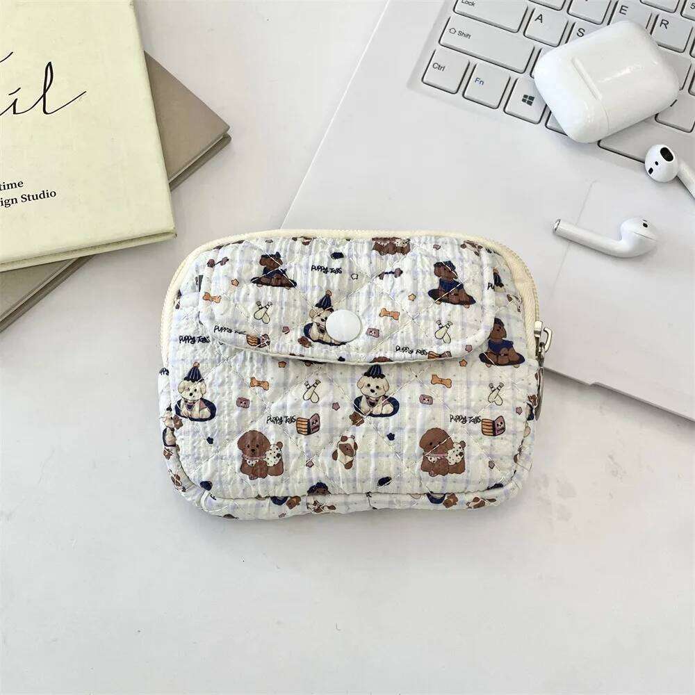 Cartoon Printing Mini Canvas Coin Purse Korean Style Jewelry Packing Bag Cute Wallet Multifuctional Card Holder C260304
