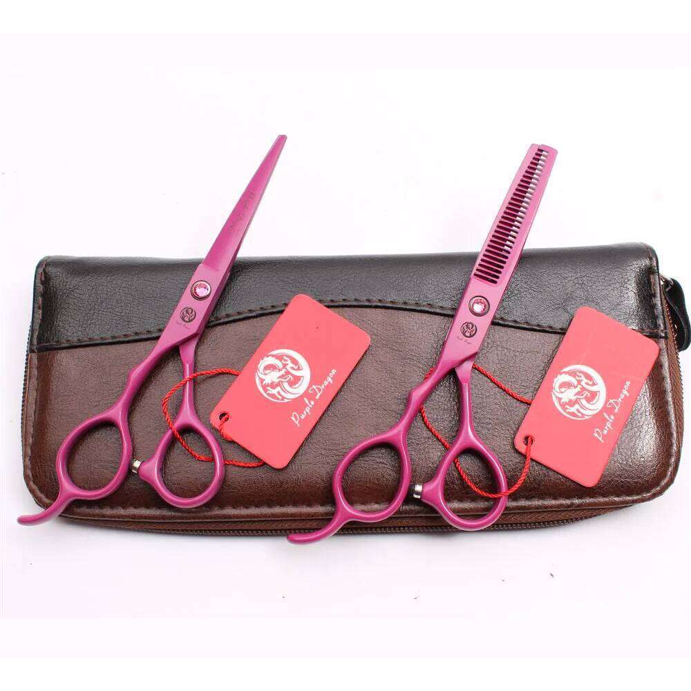 Left Hand 5.5" 16cm Purple Dragon Pink Cutting Thinning Shears Professional Hairdressing Hair Scissors Z8001 H260303
