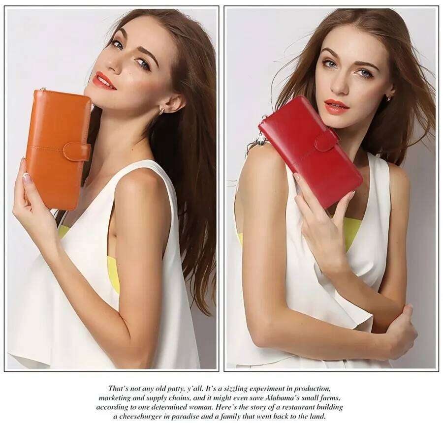 HOMEFISH Women's Vintage Oil Wax PU Leather Clutch Wallet Large Capacity Phone Purse Simple Card Holder Pouch Bag C260304