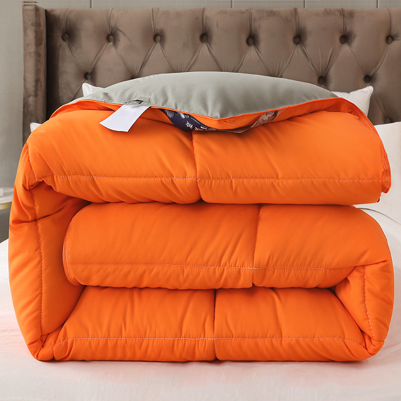 Warm Spring/Autumn Quilt with Down-Like Fiber, Anti-Pilling, Solid Color Two-Tone Antibacterial Quilt