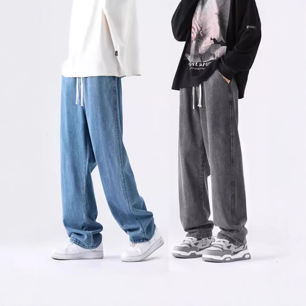 Men's Jeans Summer Style American High Street Designer Pants Trendy Brand Pants Wide Leg Straight Loose Casual Trendy Long Pants