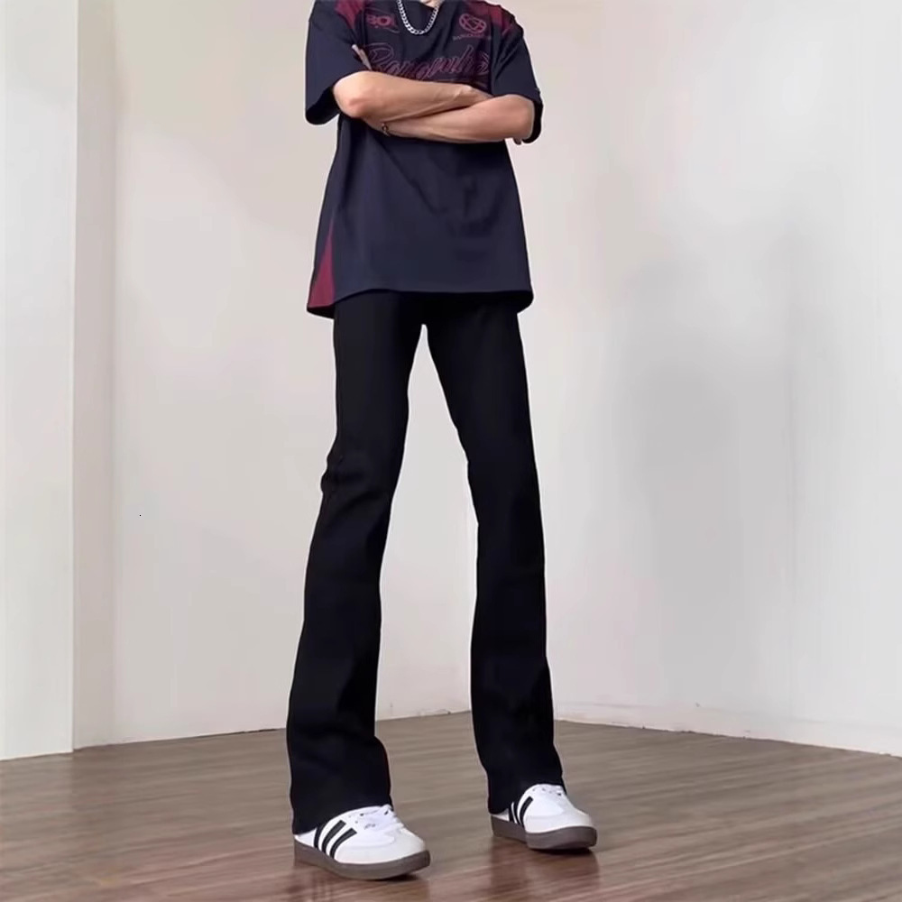 American High Street Style Simple Designer Pants Basic Washed Loose Straight High-waisted Versatile Drapey Flared Jeans