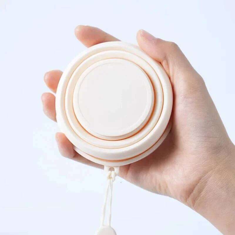 200ml Silicone Folding Water Cup Outdoor Heat Resistant Mug with Lid Reusable Portable Drinking Mugs for Travel Camping S260303