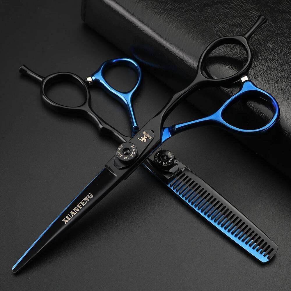 Spring clip screw double color hair 6 inch 9cr18 steel barber cutting and thinning scissors H260303