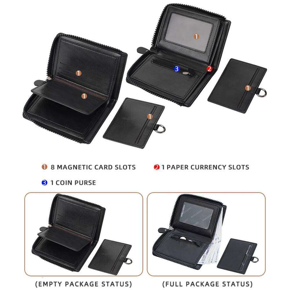 1Pcs Men's Short Wallet with Multiple Slots, Zipper Coin Pocket, Portable Compact Pu Card Holder, Durable and Stylish, Suitable as a Gift C260304