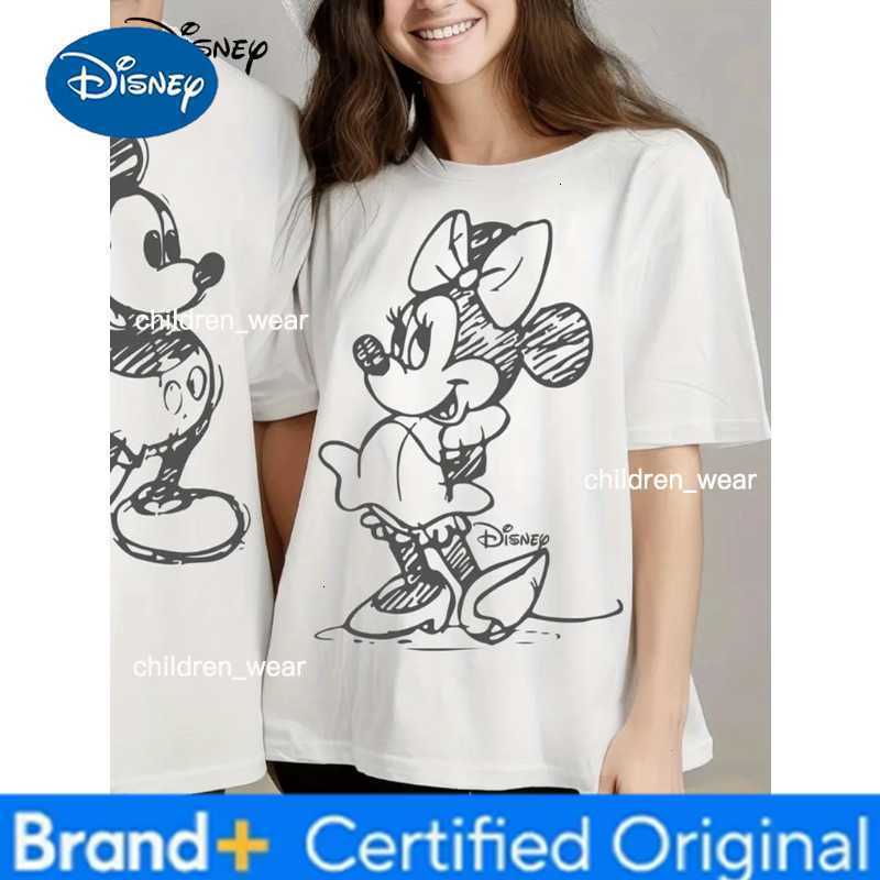 Disney Mickey Mouse Minnie Couple Short Sleeve Summer T-Shirt Family Casual Animation Comfort Short Sleeve Men and Women H260304