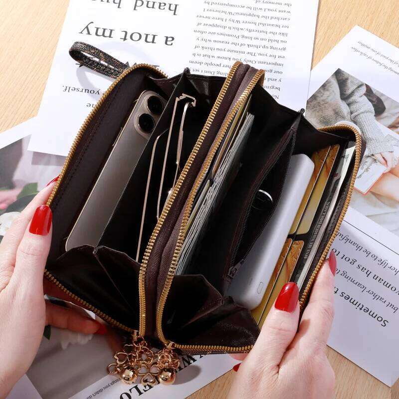 Large-capacity Simple Long Wallet, Faux Leather Zipper Purse, Casual Multifunctional Clutch Bag C260304