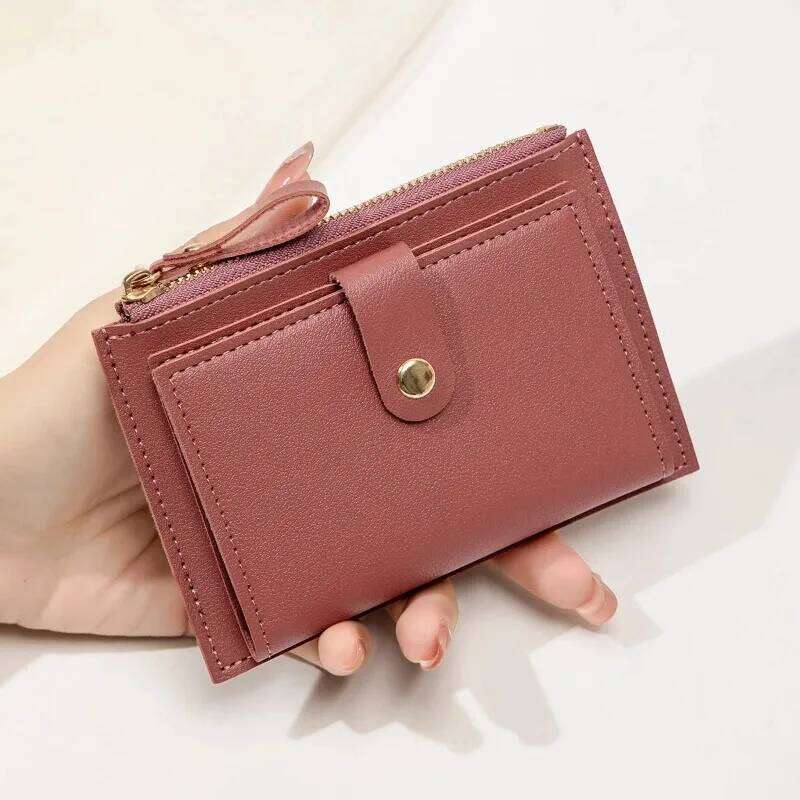 Minimalist and Fashionable Short Bag, Ultra-thin Mini PU Leather Zero Wallet, Women's Credit Card Holder Wallet C260304