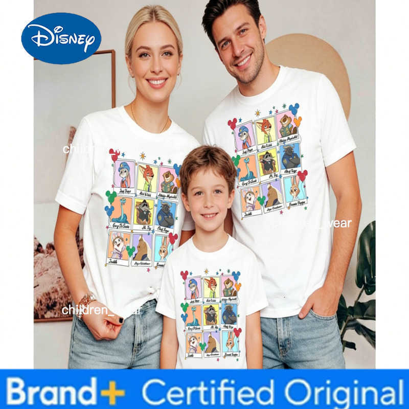 Disney 2026 Summer Zootopia 2 Graphic T-shirt Parent-child Family Adult Children Fashion Cotton Short-sleeved Loose Casual Shirt H260304