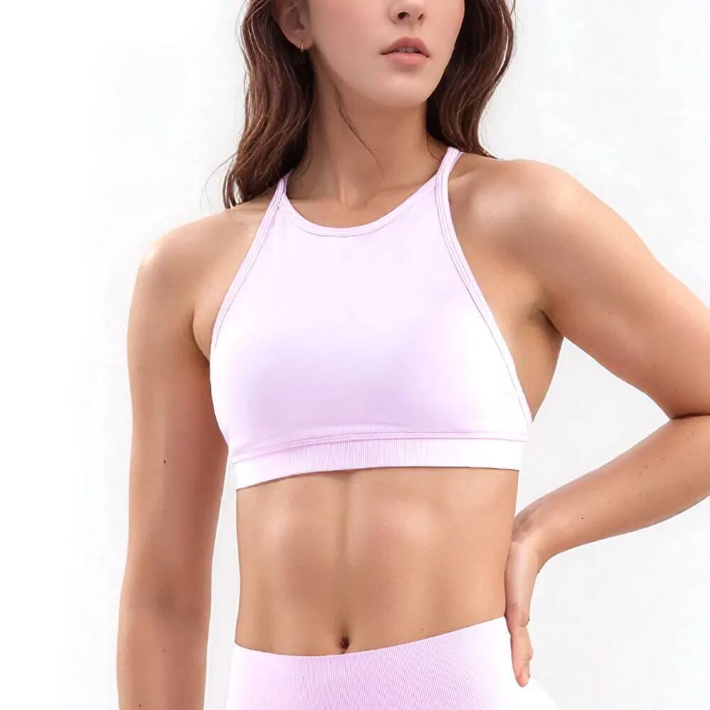 Dynamic High Neck Backless Bra Support Back Cross Fitness Underwear Push-up Gym Clothes Workout Sports Tank Top dongdumaoyi
