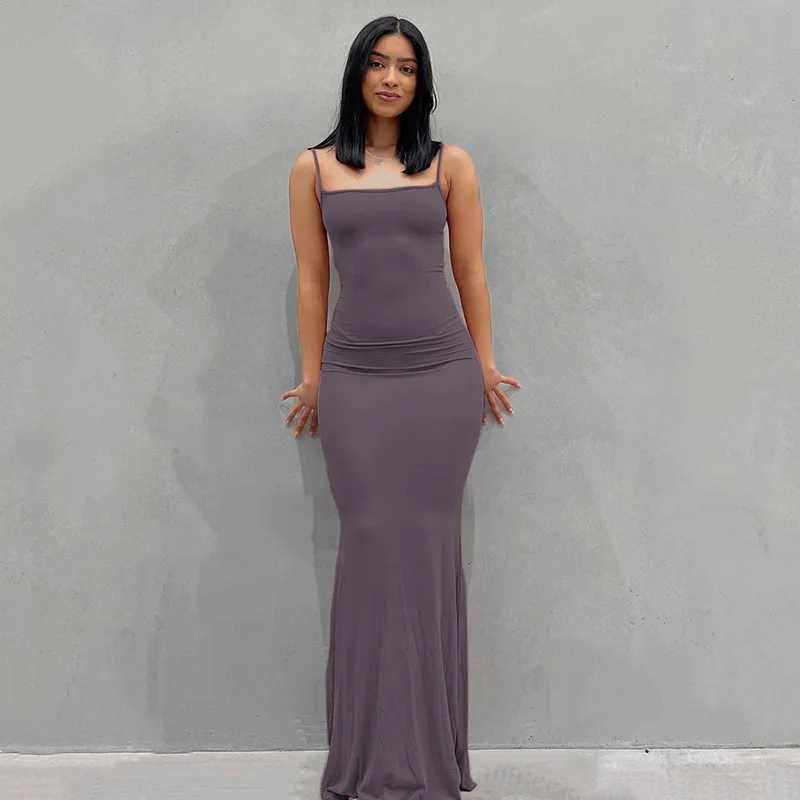Europe and the United States cross-border foreign trade women 2024 solid color sexy slim high step slip dress M260326
