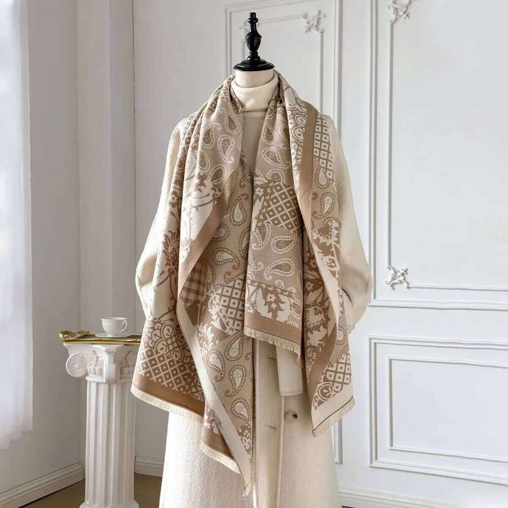 Luxury Print Scarf for Women Warmer Winter Faux Cashmere Pashmina Scarves Shawls Female Thick Blanket Wraps Foulard XJ260304