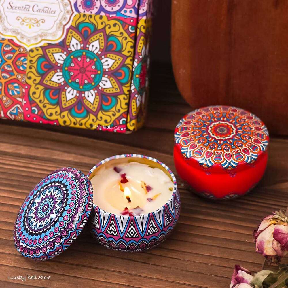 4Pcs/Box Scented Long Lasting Smokeless Fragrance Candle Jar Soy Candles Crystal Stone Dried Flower Couples Romantic Home Decor W260304