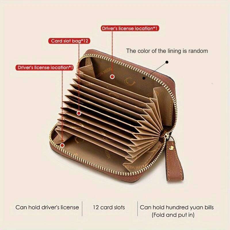 Vintage Anti-ScanRfid Anti-Theft Credit Holder Women's Wallet Multi-Layer Id and Bank Card Slots Compact Coin Storage Bag Portable Anti-Degaussin